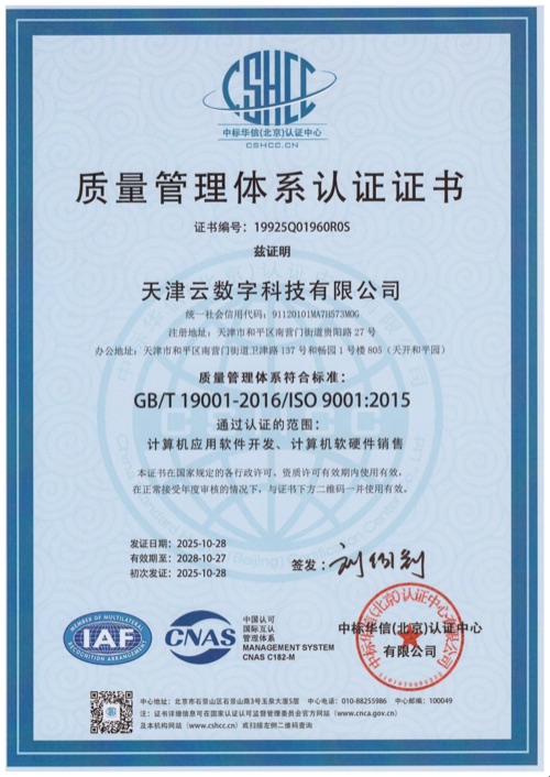 ISO 9001 质量管理体系认证证书预览图